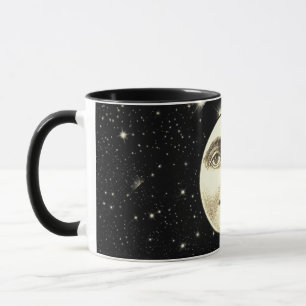 Vintage Mann im Mond Vollgesicht Schwarz Sepia  Tasse