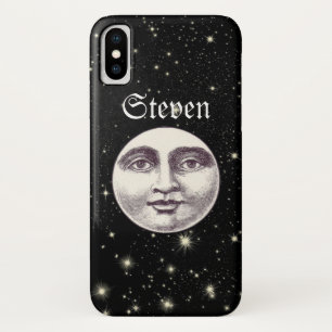 Vintage Mann im Mond Vollmond Gesicht schwarz weiß Case-Mate iPhone Hülle