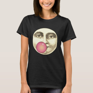 Vintage Mann im Mond Vollmond rosa Bubble-Gum T-Shirt
