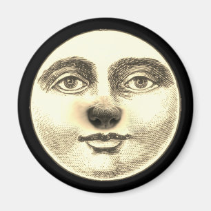 Vintage Mann im Mond Welpennase skurril Magnet