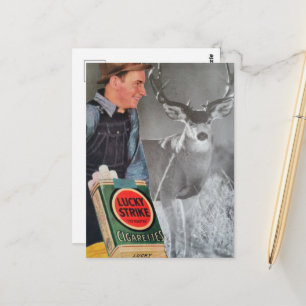 Vintage Mann und Lucky Buck Collage Postkarte