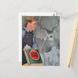 Vintage-Mann und Lucky Deer Bock Collage Postkarte