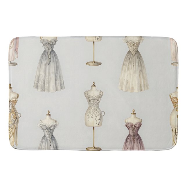 Vintage Mannequin Ballgown Pattern Badematte (Vorderseite)