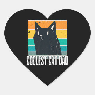 Vintage Männer Der Coolstste Vater | Funny Cat Vat Herz-Aufkleber