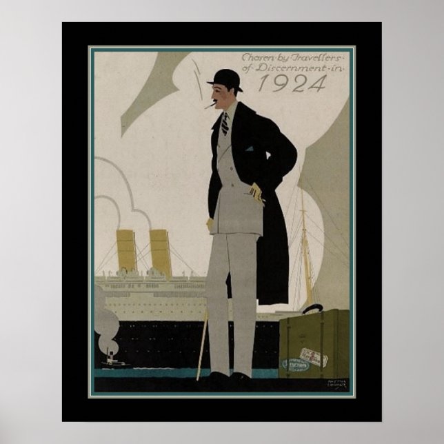 Vintage Männermode/Reisen Art Deco Poster (Vorne)