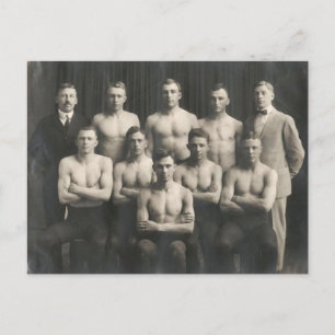 Vintage-Männerringerteam Postkarte