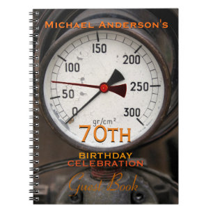 Vintage Manometer 70. Geburtstag Gästebuch Notizblock