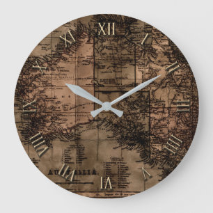 Vintage Map of Australia Große Wanduhr