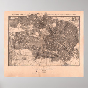 Vintage Map of Berlin Germany (1862) Poster