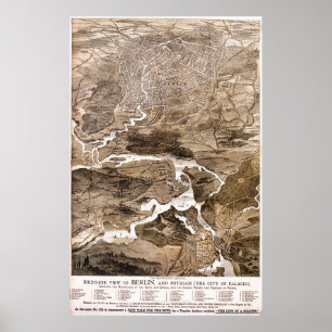 Vintage Map of Berlin Germany (1870) Poster