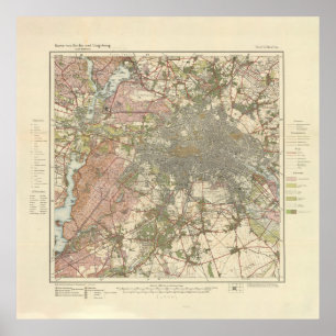 Vintage Map of Berlin Germany (1913) 2 Poster