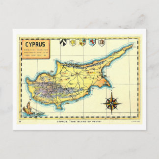 Vintage Map of Cyprus Postkarte