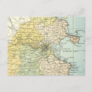 Vintage Map of Dublin and Surrounding Areas (1900) Postkarte