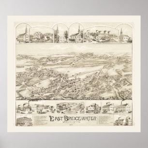 Vintage map of East Bridgewater, Mass from 1887 Poster