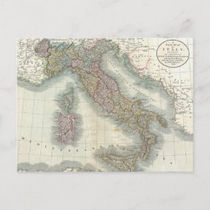 Vintage Map of Italy Postkarte