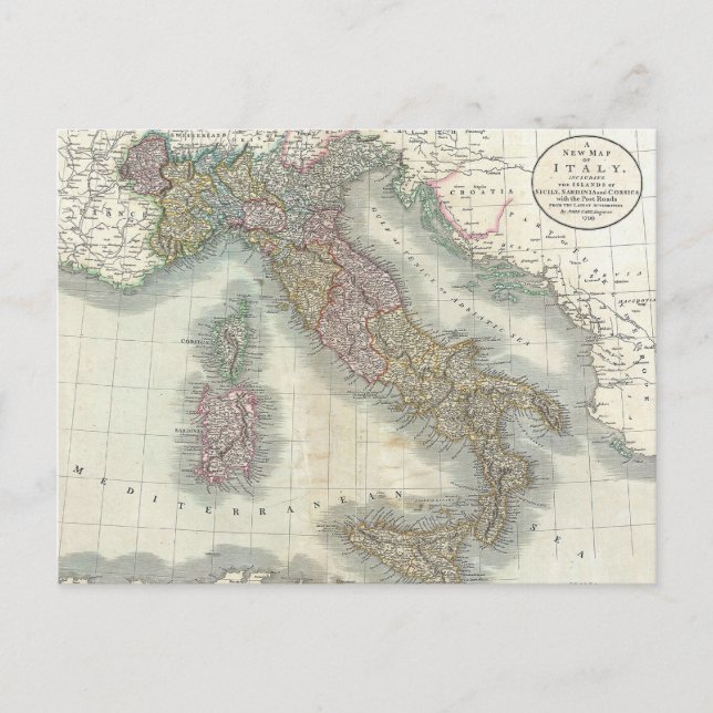 Vintage Map of Italy Postkarte (Vorderseite)