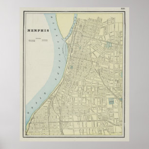 Vintage Map of Memphis Tennessee (1901) Poster