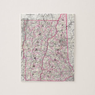 Vintage Map of New Hampshire and Vermont (1861) Puzzle