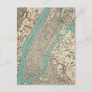 Vintage Map of New York City (1890) Postkarte