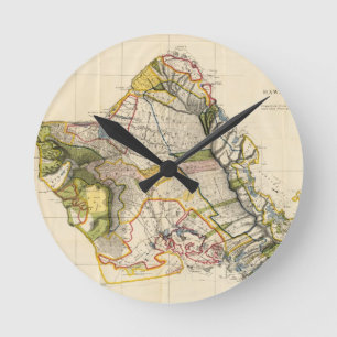 Vintage Map of Oahu Hawaii (1906) Runde Wanduhr