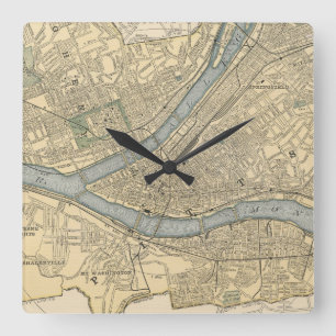 Vintage Map of Pittsburgh PA (1891) Quadratische Wanduhr