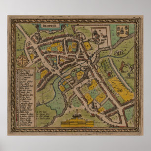 Vintage Map of Reading England (1611) Poster