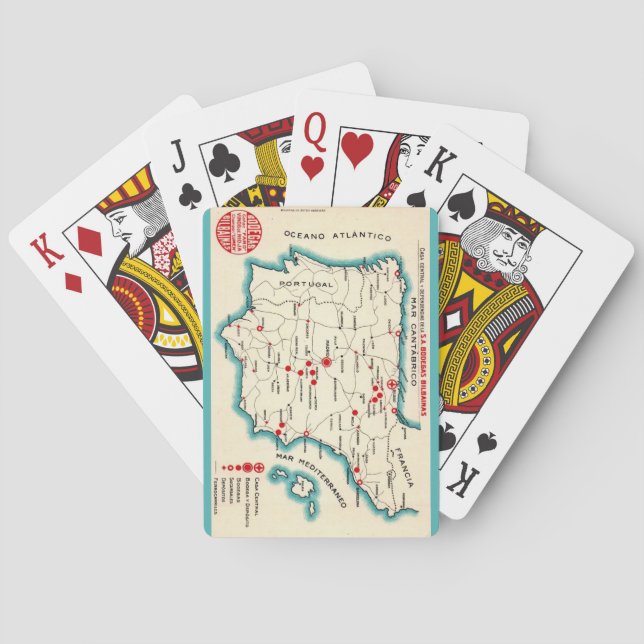 Vintage Map of Spain Playing Cards Spielkarten (Rückseite)