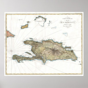 Vintage Map of St. Domingue (1802) Poster