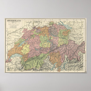 Vintage Map of Switzerland - 1920s Poster