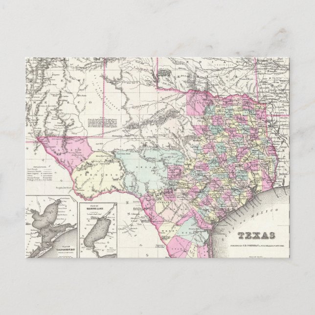 Vintage Map of Texas 1855 Postkarte (Vorderseite)