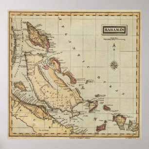 Vintage Map of The Bahamas (1823) Poster