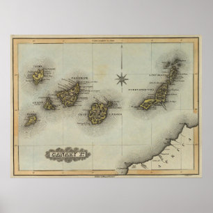 Vintage Map of The Canary Islands (1823) Poster
