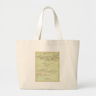 Vintage Map of The Virgin Islands (1853) Jumbo Stoffbeutel