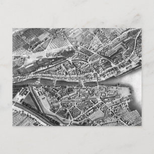 Vintage Map of Zurich Switzerland (1850) Postkarte