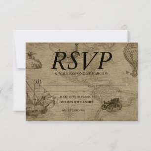 Vintage Map Wedding RSVP Antwort Moderne