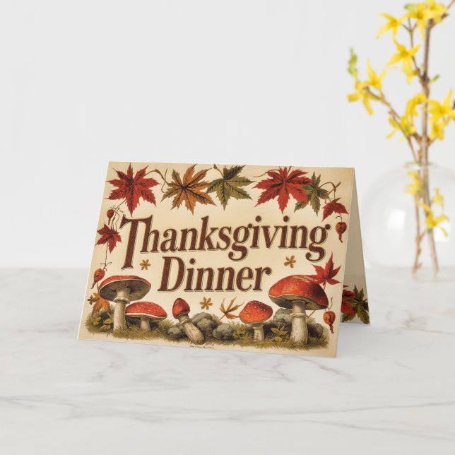 vintage maple leaves - Thanksgiving invitation Karte (Gelbe Blume)