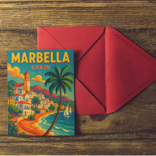 Vintage Marbella Spanien Costa del Sol Postkarte