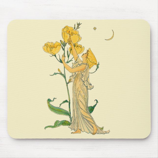 Vintage Märchen, Abend Primrose, Walter Krane Mousepad (Vorne)