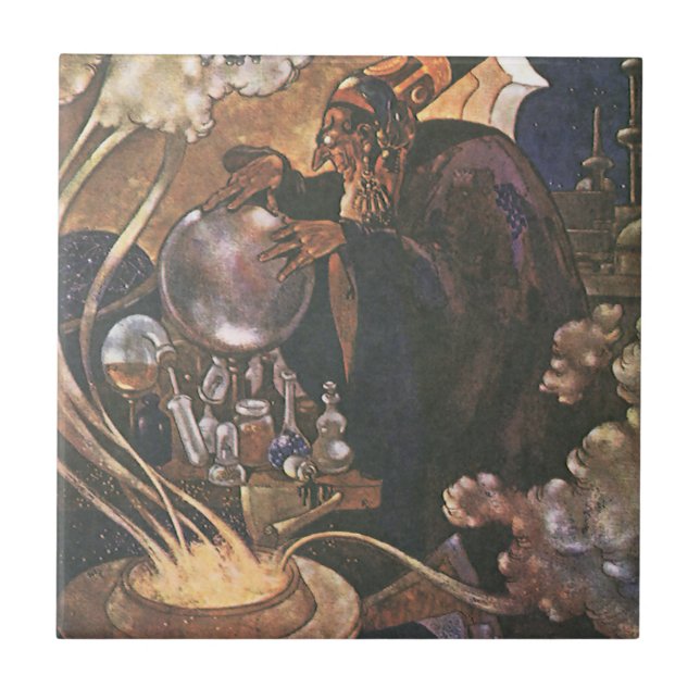 Vintage Märchen, Aladdin und Magic Lamp Fliese (Vorderseite)