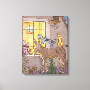 Vintage Märchen, Bremer Stadtmusikanten, Hauman Leinwanddruck