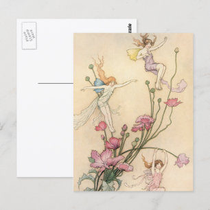 Vintage Märchen, drei Spirituosen gefüllt mit Freu Postkarte