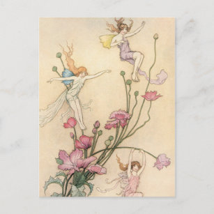 Vintage Märchen, drei Spirituosen gefüllt mit Freu Postkarte