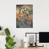 Vintage Märchen, ein tapferer Ritter und Drache