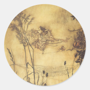 Vintage Märchen, Fairy's Seiltanz von Rackham Runder Aufkleber