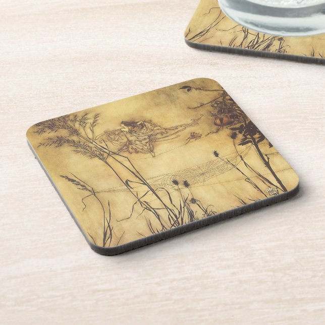 Vintage Märchen, Fairy's Tightrope von Rackham Getränkeuntersetzer (Linke Seite)