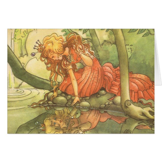 Vintage Märchen, Froschprinzessin am Teich (Vorderseite (Horizontal))