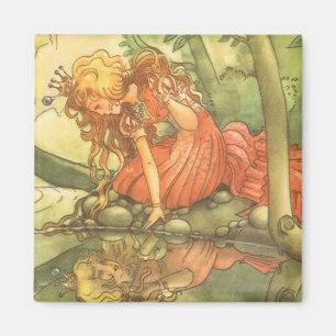 Vintage Märchen, Froschprinzessin am Teich Magnet