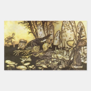 Vintage-Märchen, Gruppe von Arbeitern von Rackham Rechteckiger Aufkleber