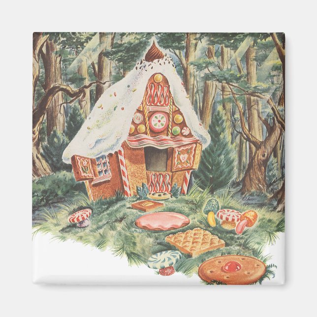 Vintage Märchen, Hänsel und Gretel Candy House Magnet (Vorne)