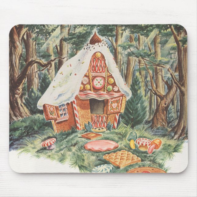 Vintage Märchen, Hänsel und Gretel Candy House Mousepad (Vorne)